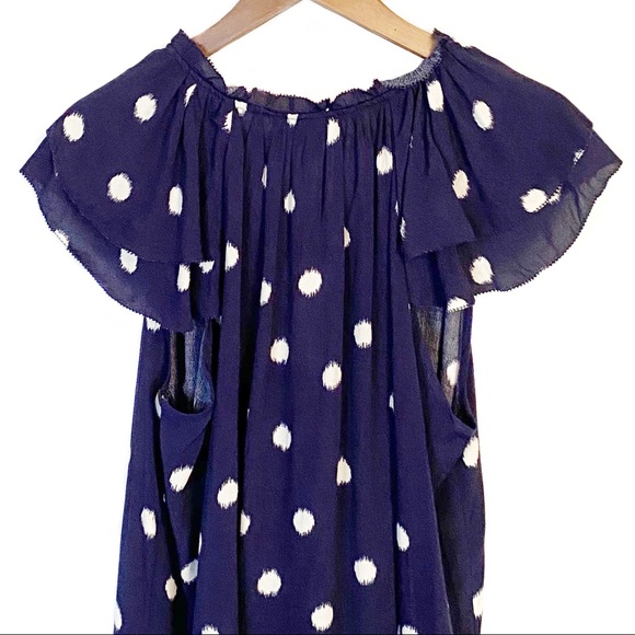 A NEW DAY Navy Dot Flutter Sleeve Top S M L XL NWT - Picture 7 of 9
